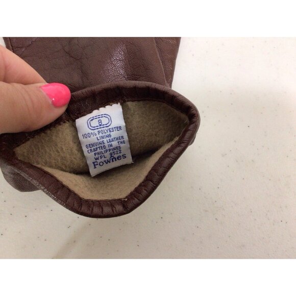 Fownes Brown Leather Driving Gloves Lined Womens Small - Picture 5 of 5